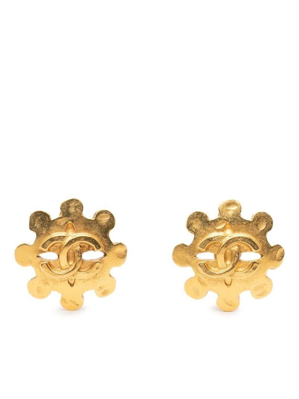 Chanel CC Logo Vintage Earrings 94P Stamp Gold Plated